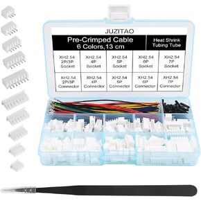 JST-XH 2.54mm Connector Socket Kit with Pre-Crimped 2.54mm Male and Female Cable Wire 2/3/4/5/6/7 Pin Housing JST Connector Adapter Plug JST-XH Terminal Wires Cables Socket Connectors Kit
