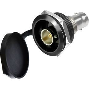 75 Ohm Gold-Plated BNC Panel Mount Connector - SDI-Compatible Female-to-Female Coaxial Adapter with Waterproof Cover, Threaded Fixing for Enhanced Communication & Surveillance Systems