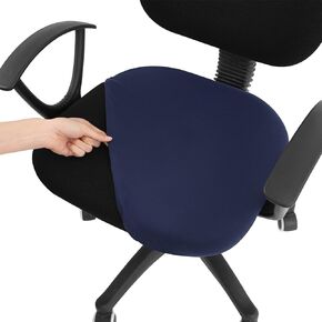 smiry Stretch Office Computer Chair Seat Covers, Soft Stretch Washable Universal Rotating Desk Chair Seat Cushion Protectors - Navy Blue