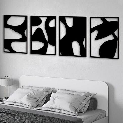 Vofstand Black Metal Abstract Wall Art - Bedroom Wall Decor Minimalist Wall Decor for Living Room Bedroom Decor 3D Textured Sculptures for Home Wall Art Hanging Wall Decor in Saudi Arabia