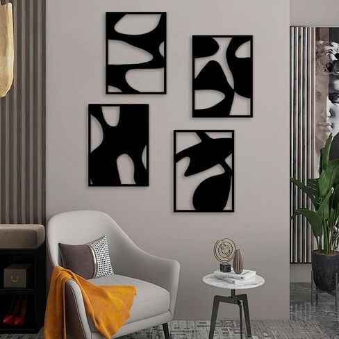 Vofstand Black Metal Abstract Wall Art - Bedroom Wall Decor Minimalist Wall Decor for Living Room Bedroom Decor 3D Textured Sculptures for Home Wall Art Hanging Wall Decor in Saudi Arabia