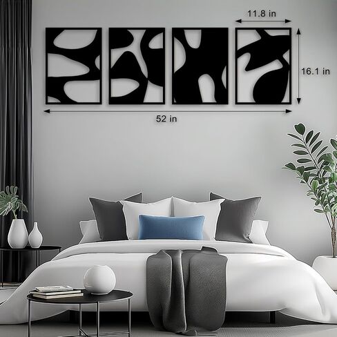 Vofstand Black Metal Abstract Wall Art - Bedroom Wall Decor Minimalist Wall Decor for Living Room Bedroom Decor 3D Textured Sculptures for Home Wall Art Hanging Wall Decor in Saudi Arabia