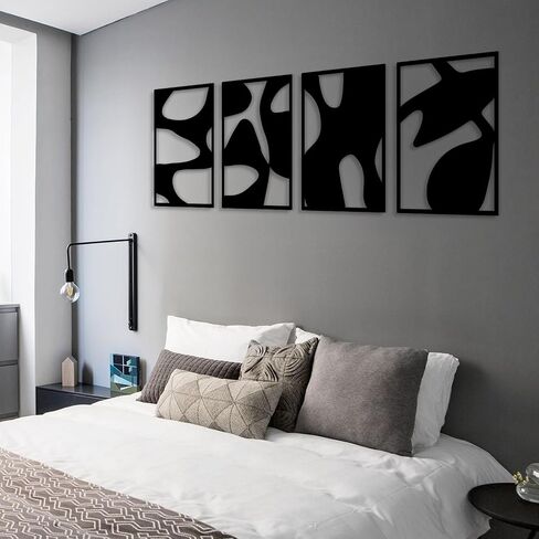 Vofstand Black Metal Abstract Wall Art - Bedroom Wall Decor Minimalist Wall Decor for Living Room Bedroom Decor 3D Textured Sculptures for Home Wall Art Hanging Wall Decor in Saudi Arabia