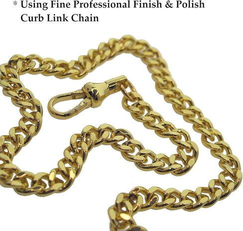 سلسلة ألبرت المزدوجة ساعة جيب ذهبية اللون سلسلة سترة مع مشبك جراد البحر على قطرة وT-Bar 2 مشبك دوار AC01A in Kuwait