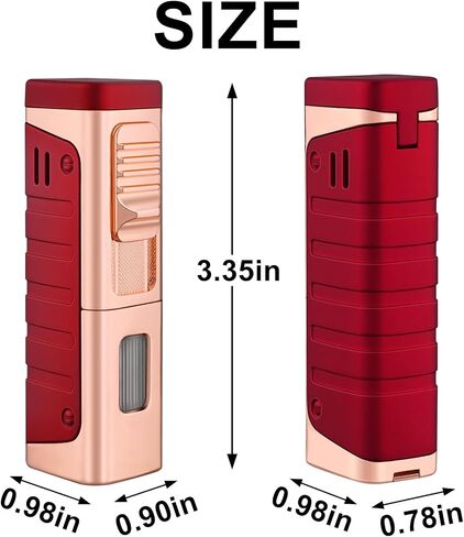 Cigar Torch Lighters Triple Jet Flame Lighter with Punch Butane Refillable Lighters for Men(Without Gas) (red) in Saudi Arabia