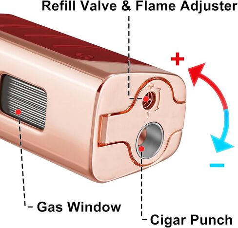 Cigar Torch Lighters Triple Jet Flame Lighter with Punch Butane Refillable Lighters for Men(Without Gas) (red) in Saudi Arabia