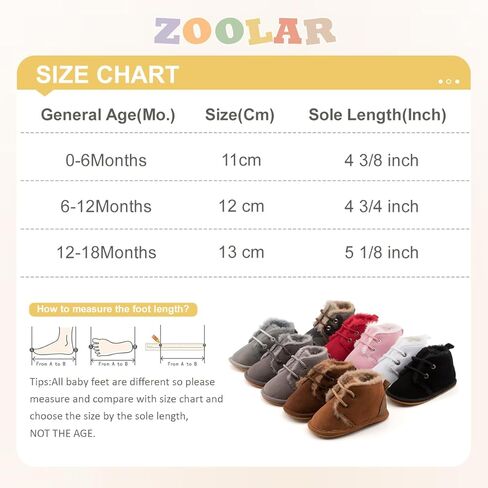 Zoolar Baby للجنسين حذاء الثلج عالي الرقبة دافئ جلد الوليد الفراء الدانتيل يصل الكاحل المضادة للانزلاق المطاط الملمس وحيد طفل Prewalker الشتاء سرير الأحذية in Kuwait
