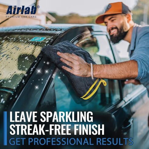 Airlab Microfiber Towels for Cars Drying Detailing Extra Large Super Absorbent Auto Exterior Cleaning Cloth Ultra Soft, Lint-Free, Streak-Free 600GSM, 24'' x 35'', 1 Pack in Kuwait