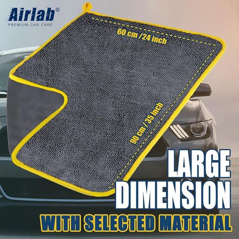 Airlab Microfiber Towels for Cars Drying Detailing Extra Large Super Absorbent Auto Exterior Cleaning Cloth Ultra Soft, Lint-Free, Streak-Free 600GSM, 24'' x 35'', 1 Pack in Kuwait
