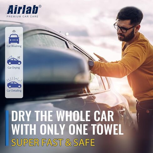 Airlab Microfiber Towels for Cars Drying Detailing Extra Large Super Absorbent Auto Exterior Cleaning Cloth Ultra Soft, Lint-Free, Streak-Free 600GSM, 24'' x 35'', 1 Pack in Kuwait