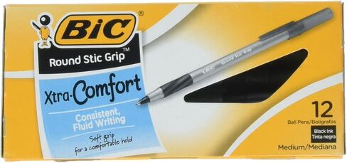 منتجات BIC - BIC - قلم حبر جاف برأس مستدير للغاية، حبر أسود، متوسط، دستة - يُباع كدرزة واحدة - قلم حبر جاف فائق النعومة وخفيف الوزن. - تتميز بتقنية نظام الحبر الحصرية من BIC، وتمنحك شعورًا سهل الانزلاق بالنعومة.TM - مطاط محيطي in Saudi Arabia