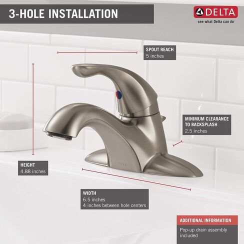 DELTA FAUCET Delta 520-SSPPU-DST Classic Single Handle Bathroom Faucet, Stainless Centerset, Pack of 1 in Saudi Arabia