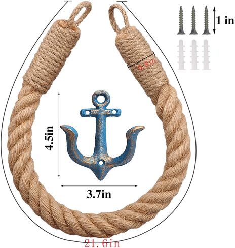 Nautical Toilet Paper Holder Antique Industrial Wall Mounted Nautical Towel Ring with Metal Hook for Bathroom Bedroom or Kitchen Decor in Saudi Arabia