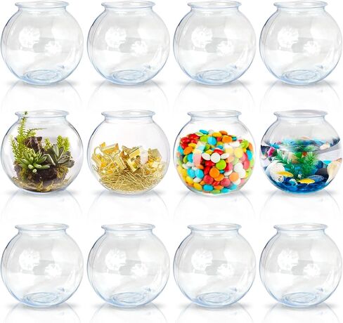 Fish Bowls For Drinks - 6 Pack - 16 Oz - BPA-Free Small Plastic Ivy Bowls For Crafts, Mini Fish Bowls Unbreakable, Candy Dishes for Party Centerpieces, Carnival Fishing, Home Decor… in Saudi Arabia