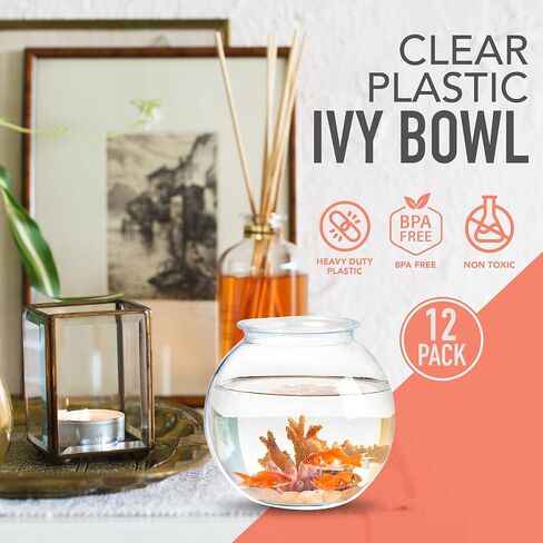 Fish Bowls For Drinks - 6 Pack - 16 Oz - BPA-Free Small Plastic Ivy Bowls For Crafts, Mini Fish Bowls Unbreakable, Candy Dishes for Party Centerpieces, Carnival Fishing, Home Decor… in Saudi Arabia