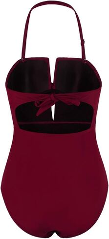 Vijiv Womens One Piece Black Swimsuit Sexy Tummy Control Halter Low Back Swimwear Monokinis Bathing Suits in Saudi Arabia