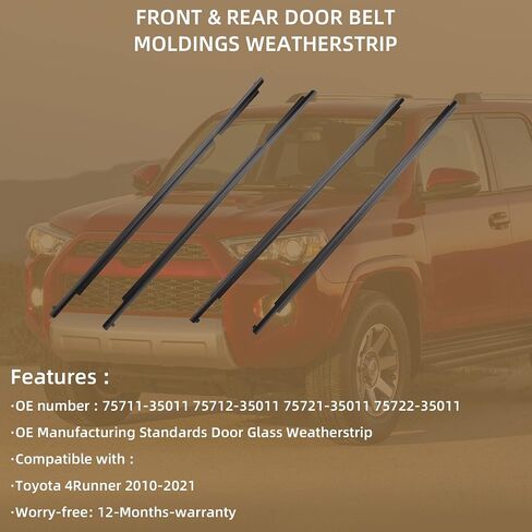قالب حزام السير الوقائي للنافذة الخارجية من Dasbecan متوافق مع Toyota 4Runner 2010-2021 يستبدل # 75712-35011 75711-35011 75721-35011 75722-35011 (4 قطع) طقم ختم لباد شريط الطقس in Saudi Arabia