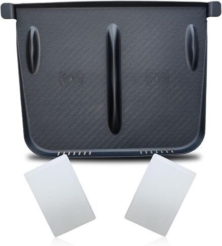 حصيرة شحن لاسلكية لوحدة التحكم المركزية، وسادة سيليكون مقاومة للماء، لمسة نهائية من ألياف الكربون الصناعية المضادة للانزلاق، متوافقة مع طراز Tesla 3 21-23 موديل Y 21-24، ملحقات داخلية 2 حافظة مفاتيح للبطاقة in Kuwait