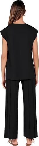 CHERFLY Women's 2 Piece Outfits 2024 Summer Short Sleeve Wide Leg Long Pants Casual Lounge Sets Tracksuits in Saudi Arabia