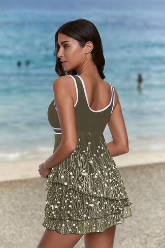 ReachMe Womens Modest Plus Size Tankini Bathing Suits Tummy Control Swim Dress Two Piece Slimming Swimsuits in Kuwait