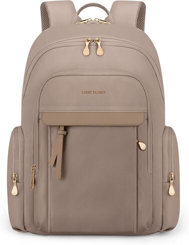 LIGHT FLIGHT Laptop Backpack for Women, 15.6 Inch Work Bag Business Backpack with USB Charging Hole, Water Resistant Travel Bags Casual Daypacks for College, Large Backpacks for Travel, Champagne in Saudi Arabia