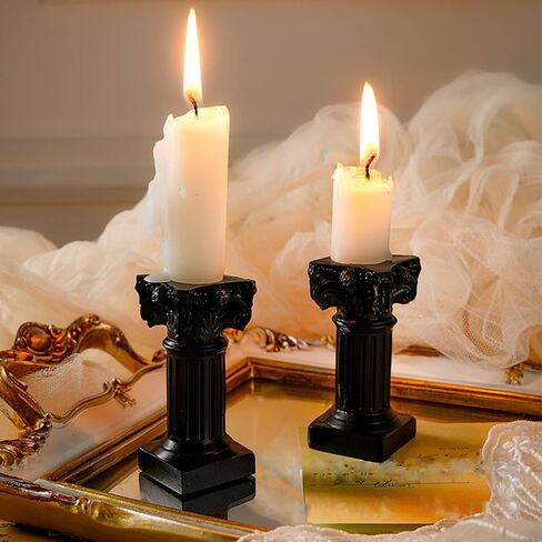 Vintage Candle Holder, Classic White Roman Column Cherub Candle Holder for Party Wedding Christmas Table Home Decoration 2Packs in Kuwait