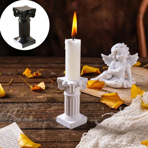 Vintage Candle Holder, Classic White Roman Column Cherub Candle Holder for Party Wedding Christmas Table Home Decoration 2Packs in Kuwait