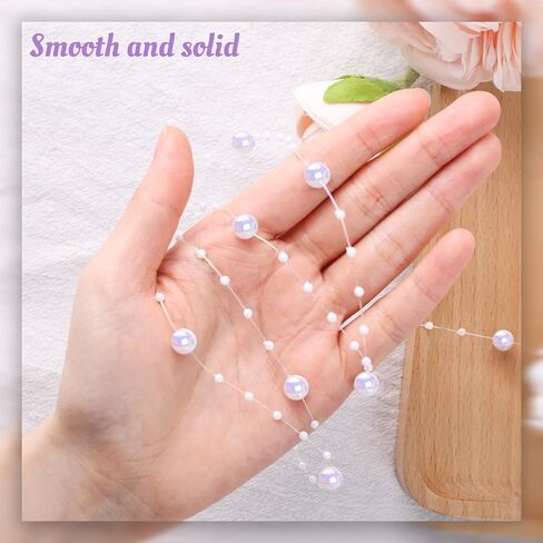 فيوتشر بلس 197 قدم. سلسلة من اللؤلؤ الأبيض قزحي الألوان، لؤلؤ حرفي متلألئ 3-8 مم من اللؤلؤ الصناعي إكليل من حبات اللؤلؤ المبهرة لحفلات الزفاف والكريسماس وإكسسوارات DIY in Kuwait