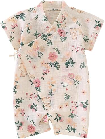 BINIDUCKLING Baby Kimono Cotton Muslin Romper Clothes Newborn - 24 Months in Kuwait