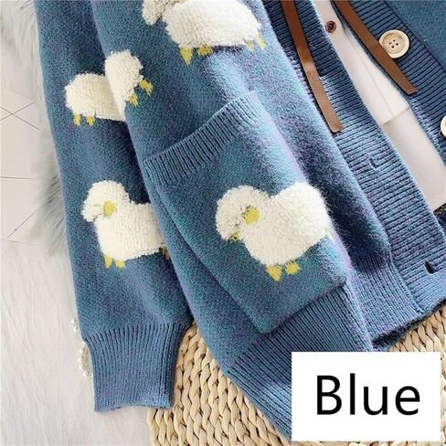 Ladies Girl Cute Sheep Sweater Coat Cardigan Knitted Tops Kawaii Preppy Cartoon Casual in Saudi Arabia