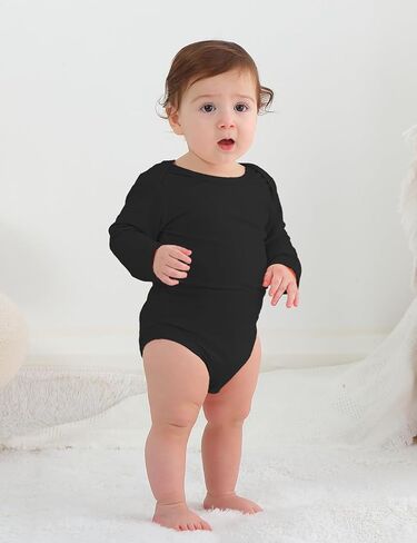Jimonda Rayon From Bamboo Baby Bodysuit Long Sleeve Boy Girl Romper Soft | Stretchy, Lightweight, Viscose, Unisex Newborn Clothes, Infant One Piece, Tag free, Easy Diaper Changes, Spring Summer Fall in Saudi Arabia