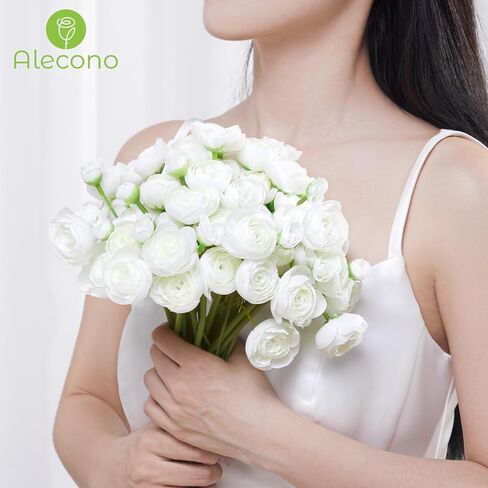 Alecono Ranunculus Artificial Flowers 𝟭𝟴 𝙋𝙘𝙨, Dusty Pink Faux Ranunculus Flowers for DIY Wedding Bouquets, Mini Artificial Ranunculus Flowers for Home Table Decorations in Saudi Arabia