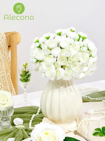 Alecono Ranunculus Artificial Flowers 𝟭𝟴 𝙋𝙘𝙨, Dusty Pink Faux Ranunculus Flowers for DIY Wedding Bouquets, Mini Artificial Ranunculus Flowers for Home Table Decorations in Saudi Arabia