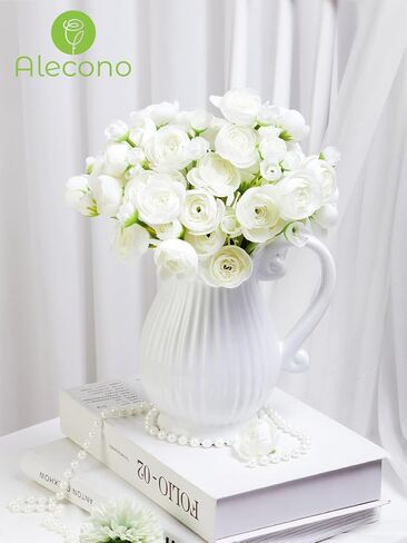 Alecono Ranunculus Artificial Flowers 𝟭𝟴 𝙋𝙘𝙨, Dusty Pink Faux Ranunculus Flowers for DIY Wedding Bouquets, Mini Artificial Ranunculus Flowers for Home Table Decorations in Saudi Arabia