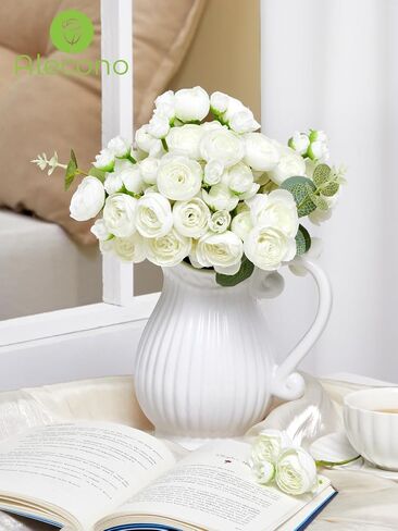 Alecono Ranunculus Artificial Flowers 𝟭𝟴 𝙋𝙘𝙨, Dusty Pink Faux Ranunculus Flowers for DIY Wedding Bouquets, Mini Artificial Ranunculus Flowers for Home Table Decorations in Saudi Arabia