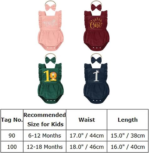 IBTOM CASTLE Baby Girls Boys First Birthday Outfit Sleeveless Corduroy Romper Cake Smash Photo Shoot One Year Old Clothes in Kuwait