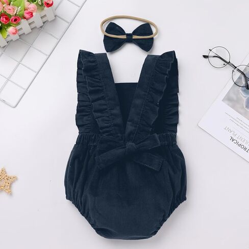 IBTOM CASTLE Baby Girls Boys First Birthday Outfit Sleeveless Corduroy Romper Cake Smash Photo Shoot One Year Old Clothes in Kuwait
