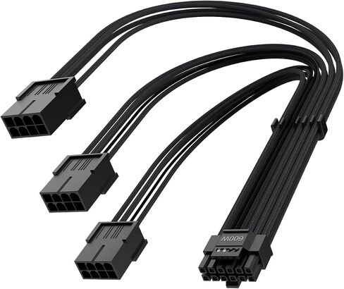 12VHPWR 600W PCIe 5.0 Power Extension Cable, PowerBear Gen 5 PSU Adapter, Fits Type-4 PSUs via Three 8-pin PCIe to 12+4 pin 16AWG Connector for RTX 4090 4080 3090TI 4070Ti Graphics Card GPU, 30cm in Saudi Arabia