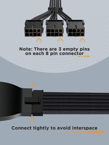 12VHPWR 600W PCIe 5.0 Power Extension Cable, PowerBear Gen 5 PSU Adapter, Fits Type-4 PSUs via Three 8-pin PCIe to 12+4 pin 16AWG Connector for RTX 4090 4080 3090TI 4070Ti Graphics Card GPU, 30cm in Saudi Arabia