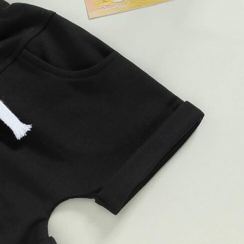 Rtnnsbbfcm Newborn Baby Boy Summer Clothes Short Sleeve Color Block Front Pocket T-Shirt Top Shorts 2Pcs Casual Outfit in Kuwait