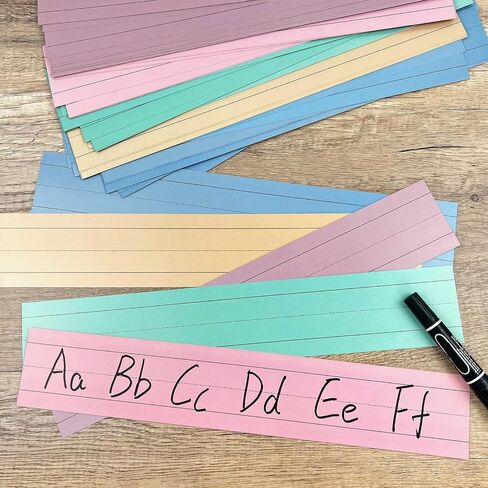 200 Sheets Sentence Strips Cardstock, 3 x 17 Inch Thick Ruled Word Strips, Word Learning Strips for School Office Home, for Teacher Classroom, Lined Paper Borders (White) in Saudi Arabia