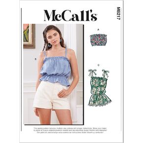 McCall's Misses' Elasticized Top Sewing Pattern Kit, Code M8217, Sizes L-XL-2XL, Multicolor