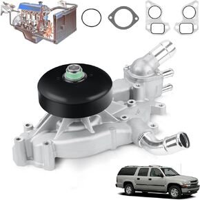 Engine Water Pump Kit AW5104 with Gasket & Thermostat Compatible With with Chevy Express Silverado Tahoe Tiltmaster Trailblazer Suburban,GMC Sierra Forward Envoy Yukon, Buick, Cadillac, Hummer, Isuzu