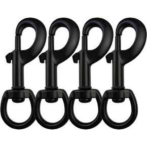 Garwor 3/4" Heavy Duty Swivel Snap Hooks Black Electrophoresis Coating, 4Pcs Dog Leash Clips Trigger Snaps Dog Leash Hook Key Chain for Linking Pet Leash Flag Hooks