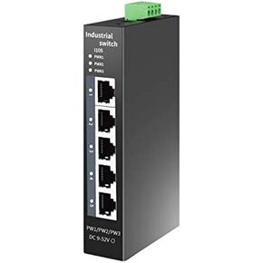 5-Port Hardened Industrial DIN-Rail Switch Network Switch (-40 to 70 ºC),5 x 100Mbps Ports,1Gbps Switching Capacity,DIN-Rail Included, Lifetime Protection