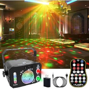 3 in 1 USB Sound Activated Party Light Disco Ball Lights,RGBW 4 Lens Dj Strobe Stage Lighting with Remote Control for Parties Indoor Dance Karaoke KTV Show Club