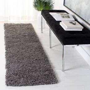 SAFAVIEH Madrid Shag Collection 2' x 6' سجادة عداء فحمي MDG256H صلبة غير قابلة للتساقط مدخل بهو غرفة المعيشة غرفة النوم المطبخ 2 بوصة سجادة عداء سميكة