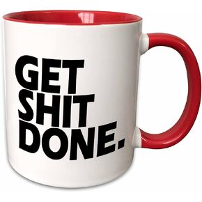 3dRose Get Shit Done White Two Tone Mug, 11 oz, Multicolor