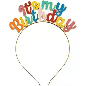 Sowaka ITS MY BIRTHDAY Headband Crown for Women Girl Colorful Metal Birthday Girl Princess Hair Band Headpieces Decoration for Parties Favors Costume Happy Birthday