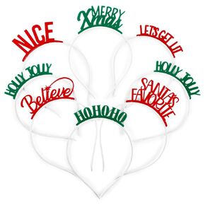 BLUE PANDA Set of 8 Holiday Headbands, Christmas Party Accessories for Kids and Adults (4.4 x 7.15 In)